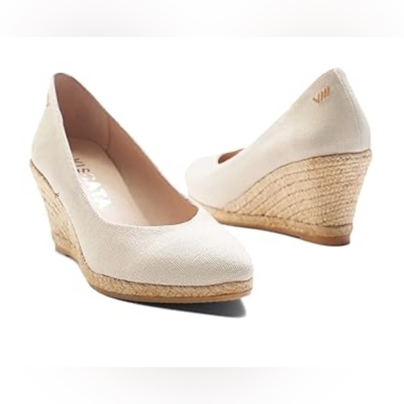 VISCATA Roses Wedges Beige Canvas EU 38 US Women's 7 Cream Wedge Espadrilles - Picture 1 of 6